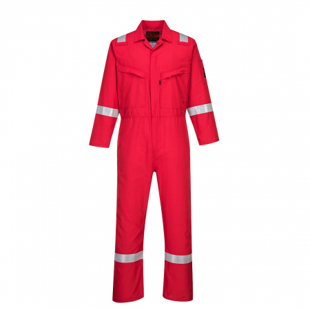 Costume salopeta ignifuge - Combinezon ignifugat cu benzi reflectorizante Portwest AF73 ARAFLAME, 93% meta-aramid, 5% para-aramid, 2% fibra de carbon, 150 gr/mp