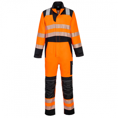 Costume salopeta ignifuge - Combinezon reflectorizant ignifug Portwest FR HVO, 61% modacrilic, 18% viscoza, 15% poliester, 5% aramid, 1% fibra carbon, 300 gr/mp