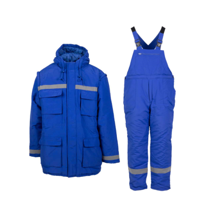 Costum salopeta cu pieptar de iarna cu benzi reflectorizante Renania PRAG PILZEN, tercot 65/35 [3]