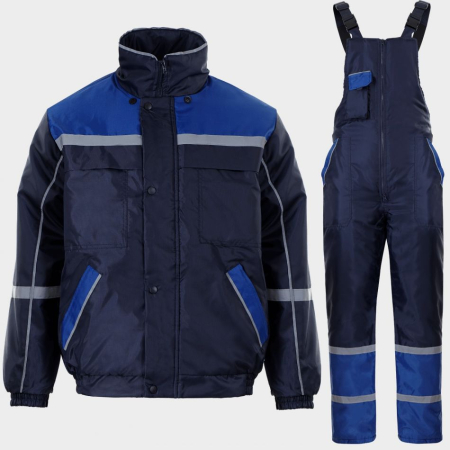 Imbracaminte de lucru - Costum salopeta cu pieptar de iarna Stenso COLLINS WINTER BLUE, 100% poliester, 110 gr/mp