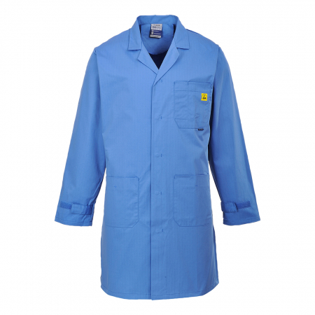 Imbracaminte pentru APLICATII SPECIALE - Halat de lucru Portwest AS10 ESD, 65% poliester, 34% bumbac, 1% fibra conductoare, 210 gr/mp