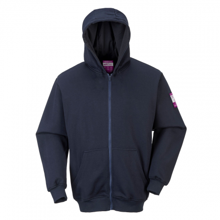 Imbracaminte de lucru - Hanorac cu gluga ignifug Portwest FR81, 60% modacrilic, 39% bumbac, 1% fibre carbon, 300 gr/mp