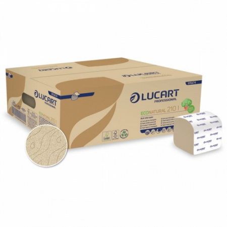 Echipamente speciale de protectie - Hartie igienica pliata Lucart ECONATURAL 210L, din fibre de celuloza