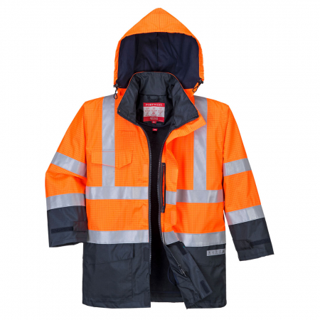 Imbracaminte de lucru - Jacheta reflectorizanta impermeabila Portwest BIZFLAME HIVIS S779, ignifuga, antistatica, protectie multipla, 98% poliester, 2% fibra de carbon, 250g