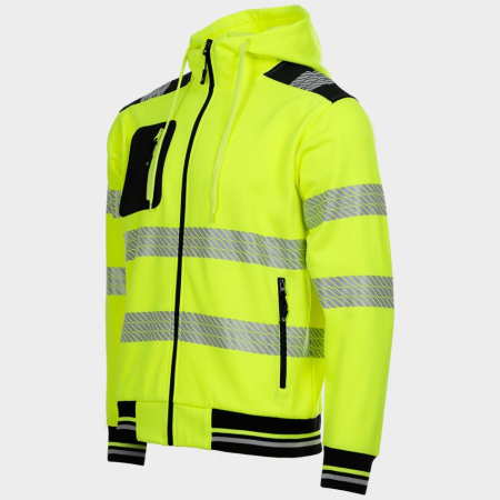 Jacheta fleece reflectorizanta cu gluga Stenso PRISMA HV 2.0, 75% poliester, 25% bumbac, 280  gr/mp [3]