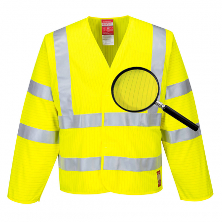 Imbracaminte de lucru - Jacheta reflectorizanta Portwest HIVIS FR85, antistatica, ignifuga,  98% poliester 2% fibra de carbon, 120g