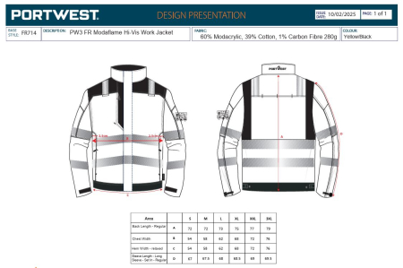 Jacheta ignifuga reflectorizanta Portwest FR714, 60% modacrilic, 39% bumbac, 1% fibra carbon, 280 gr/mp [2]