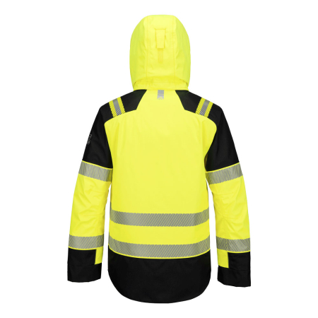 Jacheta ignifugata reflectorizanta Portwest FR606 MODAFLAME Rain+ Hi-Vis FR, 60% poliester, 21% modacrilic, 18% bumbac, 1% fibra de carbon, 270 gr/mp [1]