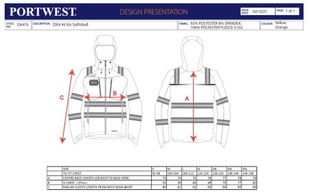 Jacheta softshell reflectorizanta Portwest DX4 HI-VIS DX475, 92% poliester, 2% elastan, 310 gr/mp [2]