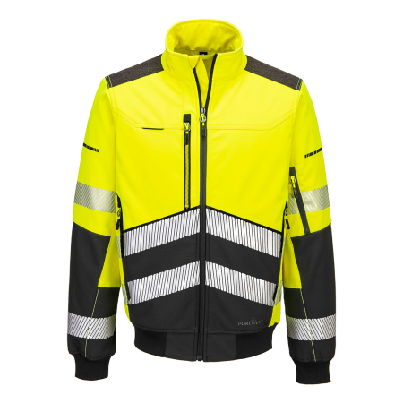 Jachete softshell reflectorizante - Jacheta softshell reflectorizanta Portwest EV4 Hi-Vis BOMBER, 92% poliester, 8% elastan, 310 gr/mp
