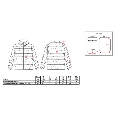Scurta de iarna vatuita Portwest ULTRASONIC HEATED TUNNEL S547, 100% poliester, 260g [1]