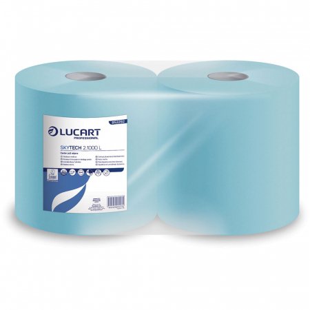 Lavete - Lavete industriale din hartie Lucart SKYTECH 2.1000 L, din fibre reciclate, 2 role