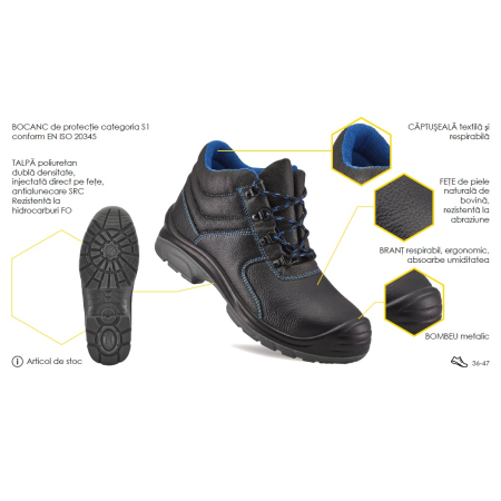 LS Bocanci de protectie Renania CRONOS S1, cu bombeu metalic [1]