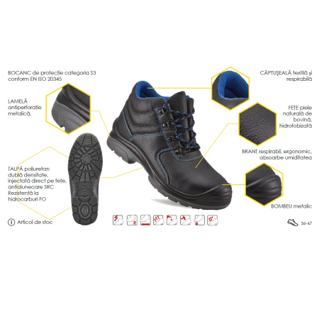 LS Bocanci de protectie Renania DALAS S3, cu bombeu metalic si lamela [1]
