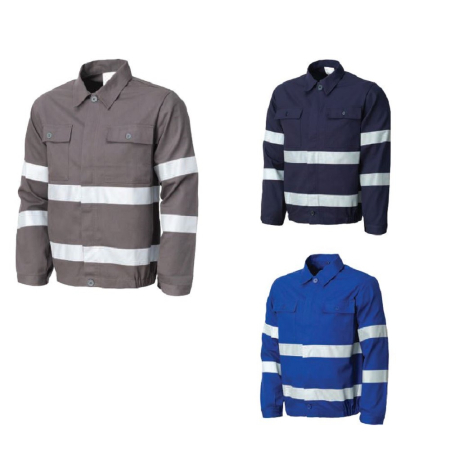 LS Jacheta de lucru cu benzi reflectorizante Renania WARNING, 100% bumbac, 260gr/mp [2]