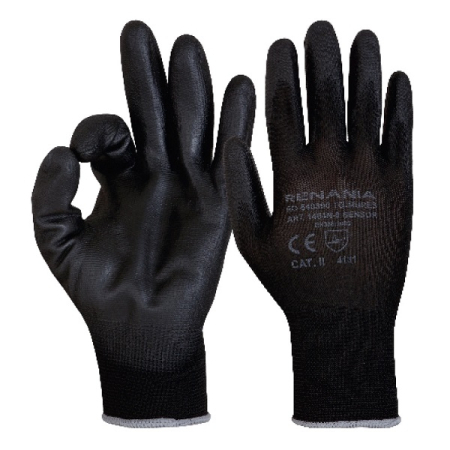 LICHIDARE STOC - LS Manusi de protectie Renania SENSOR P BLACK, impregnate in poliuretan, 1464PN
