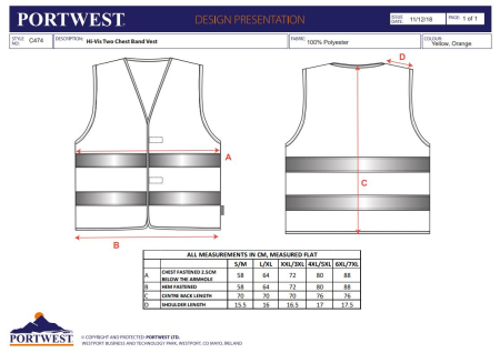 LS Vesta reflectorizanta Portwest Hi-Vis TWO BAND C474, 100% poliester, 124 gr/mp [2]