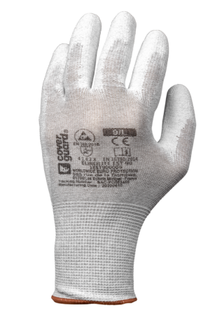 Manusi de protectie impregnate cu POLIURETAN - Manusi de protectie antistatice Coverguard EUROLITE EST90 1EST900, ESD, impregnata cu poliuretan, cu fibre de carbon