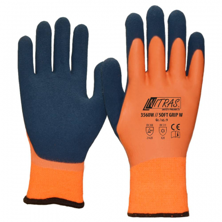Manusi calduroase din textil impregnat - Manusi de protectie de iarna Nitras SOFT GRIP W, latex