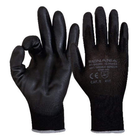 Manusi de protectie - Manusi de protectie Renania SENSOR P BLACK, impregnate in poliuretan, 1464PN