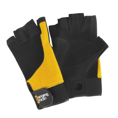 Manusi de protectie pentru APLICATII SPECIALE - Manusi de protectie Singing Rock FALCONER C0014YB, fara degete, piele si textil, compatibile cu coarda CONTRA