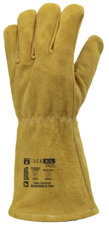 Manusi de protectie din piele de bovina - Manusi de protectie sudura Coverguard EUROWELD 300 1WEL300, cusătură Kevlar, piele spalt bovina
