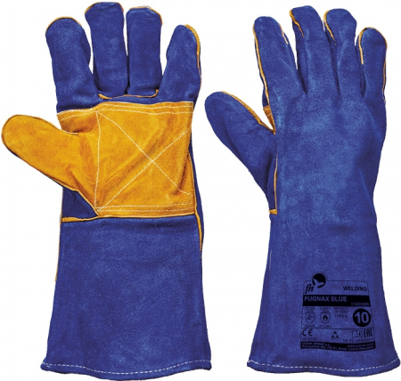 Colectii - Manusi de protectie sudura PUGNAX BLUE, piele bovina, 35 cm, ata kevlar