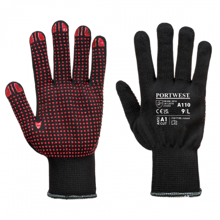 Manusi de protectie impregnate cu PVC - Manusi de protectie textile Portwest A110 POLKA DOT, cu aplicatii PVC anti alunecare