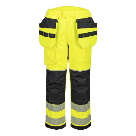 Pantaloni talie reflectorizanti - Pantaloni captusiti de iarna reflectorizanti impermeabili Portwest PW3 FR MODAFLAME Rain+ Hi-Vis, 60% poliester, 21% modacrilic, 18% bumbac, 1% fibra de carbon, 270 gr/mp