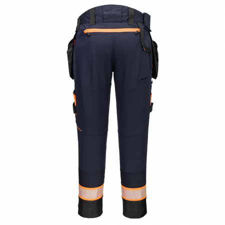 Pantaloni cu buzunare detasabile cu benzi reflectorizante dama Portwest DX452, 93% poliester, 7% elastan, 270 gr/mp [1]