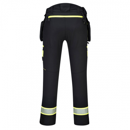 Pantaloni cu buzunare detasabile cu benzi reflectorizante dama Portwest DX452, 93% poliester, 7% elastan, 270 gr/mp [1]
