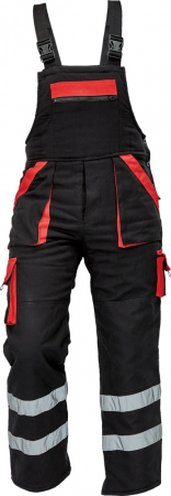Imbracaminte de lucru - Pantaloni cu pieptar cu benzi reflectorizante Cerva MAX WINTER REFLEX 100 % bumbac
