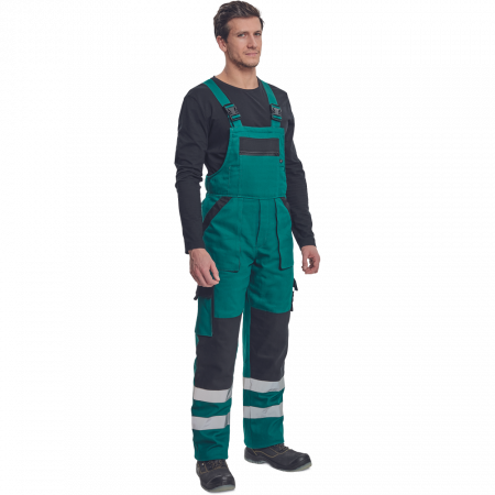Pantaloni cu pieptar cu benzi reflectorizante Cerva MAX WINTER REFLEX 100 % bumbac [2]