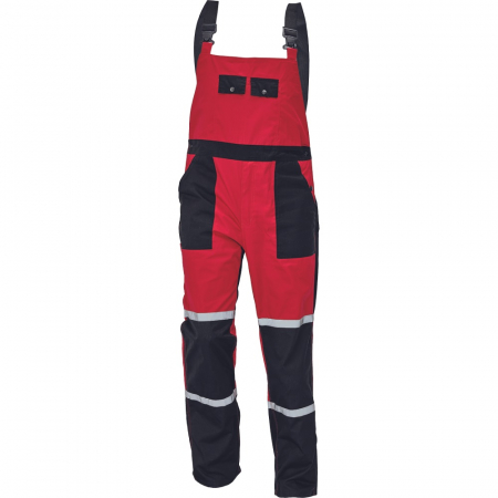 Pantaloni pieptar reflectorizanti - Pantaloni cu pieptar cu benzi reflectorizante Cerva TAYRA, 65% poliester, 35% bumbac, 240 gr/mp