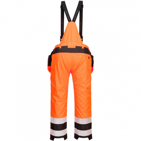 Pantaloni cu pieptar reflectorizanti impermeabili Portwest PW356, 100% poliester, 300D Oxford, 190 gr/mp [1]