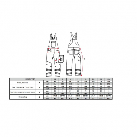 Pantaloni salopeta cu pieptar reflectorizanti Portwest PW2 PW244, 65% poliester, 35% bumbac, 245 gr/mp [1]
