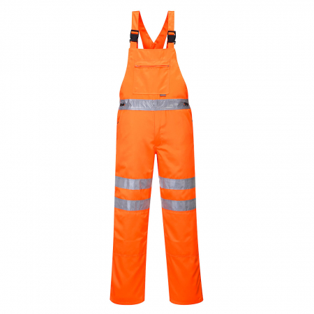Pantaloni pieptar reflectorizanti - Pantaloni cu pieptar reflectorizanti Portwest RT43, 80% poliester, 20% bumbac, 280 gr/mp