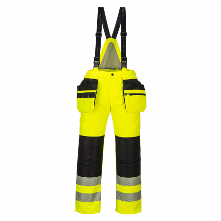 Pantaloni pieptar reflectorizanti - Pantaloni cu pieptar de iarna reflectorizanti Portwest PW351 PW3, 100% poliester, 190g