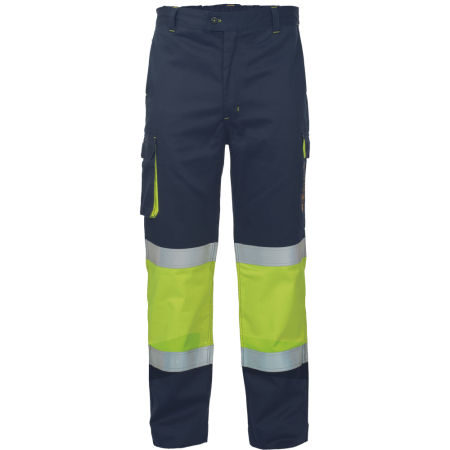 Imbracaminte de lucru - Pantaloni multinorm cu benzi reflectorizante Cerva STRIP FR HV, 99% FR bumbac, 1% fibra antistatica, 260 g/mp