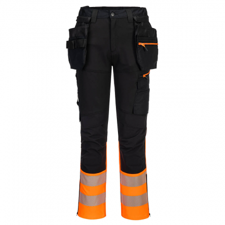 Imbracaminte de lucru - Pantaloni de lucru cu benzi reflectorizante Portwest DX457, 93% poliester, 7% elastan, 270 gr/mp