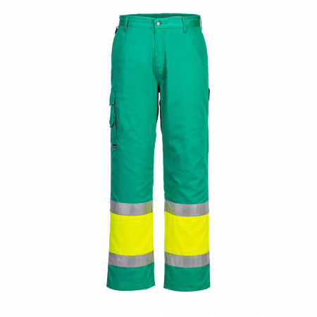 Imbracaminte de lucru - Pantaloni de lucru cu benzi reflectorizante Portwest L049, 65% poliester, 35% bumbac, 190 gr/mp