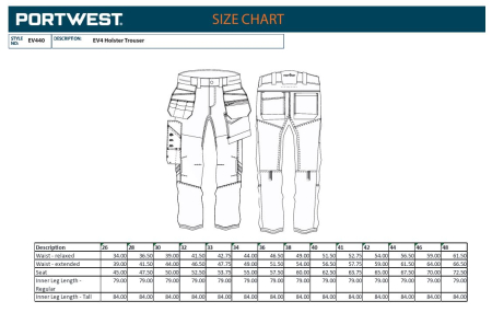 Pantaloni de lucru in talie Portwest EV440, 92% nailon, 8% elastan, 230 gr/mp [2]