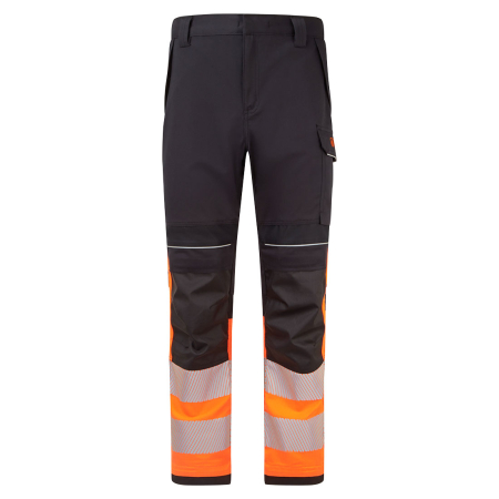 Pantaloni talie ignifugi - Pantaloni ignifugati cu benzi reflectorizante Portwest FR451 MODAFLAME Hi-Vis Clasa I, 60% modacrilic, 39% bumbac, 1% fibre carbon, 280 gr/mp 