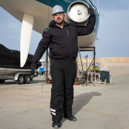 Pantaloni salopeta cu pieptar matlasata de iarna Stenso REVOLT SOFTSHELL WINTER, 100% poliester, 240 gr/mp [1]