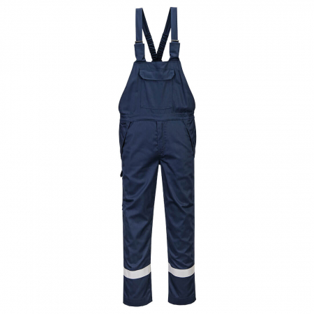 Imbracaminte de lucru - Pantaloni salopeta cu pieptar Portwest FR418 Chemical Resistant, 99% bumbac, 1% fibra de carbon, 280 gr/mp