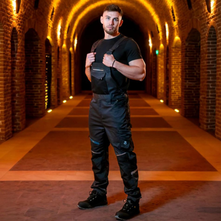 Pantaloni salopeta cu pieptar Stenso REVOLT 4STRETCH, 57% bumbac, 40% poliester, 3% spandex, 260 gr/mp [1]