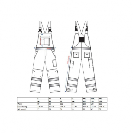 Pantaloni salopeta cu pieptar reflectorizanti Portwest DIJON TX52, 65% poliester, 35% bumbac 245 gr/mp [1]