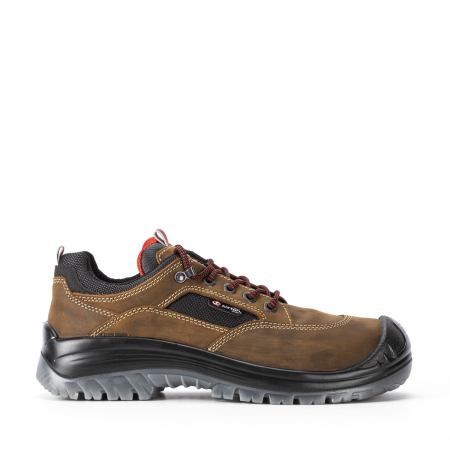 Pantofi de lucru S3 cu bombeu si lamela, piele hidrofobizata - Pantofi de protectie Sixton BROWN LAND S3, cu bombeu din compozit si lamela