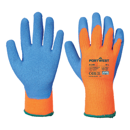 Manusi calduroase din textil impregnat - Set 12 per x Manusi captusite cu acril Portwest A145 COLD GRIP, impregnate in latex, protectie impotriva frigului extrem