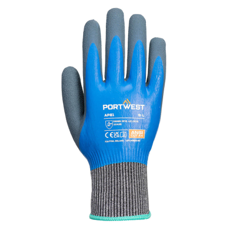 Manusi de protectie - Manusi de protectie impotriva lichidelor si taierii Portwest AP81 AQUA GLOVE CUT D13, impregnate in spuma latex